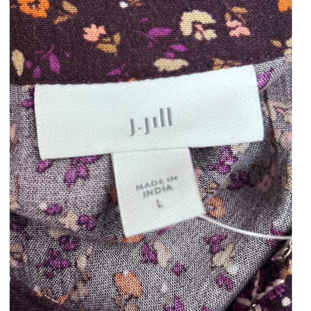 NWT J Jill Sz L Dress Burgundy Floral Boho Cottagecore Coastal Prarie New - Picture 3 of 10